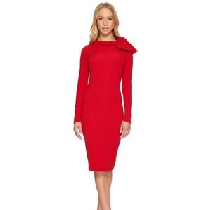Badgley Mischka Red Bow Cocktail Dress